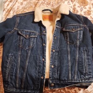 Levi's Blue Denim Sherpa Jacket